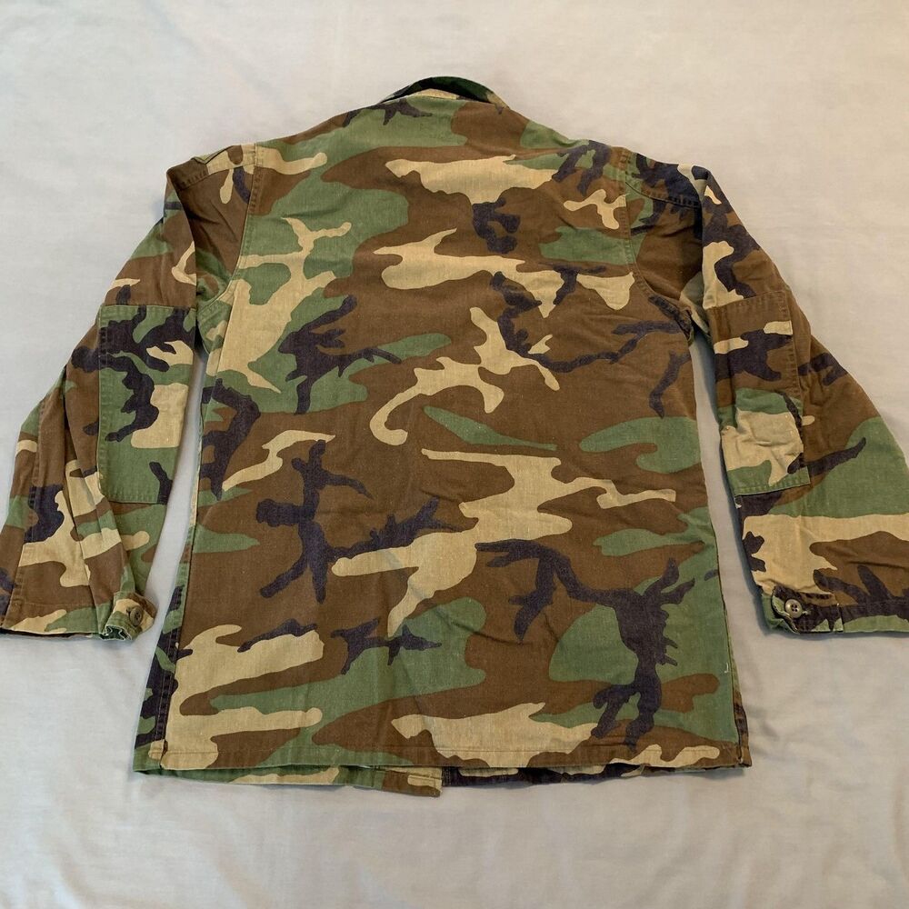 Vintage US Army BDU Jacket Mens Medium Long‎ Woodland Camo Combat Coat 90s - Picture 8 of 9
